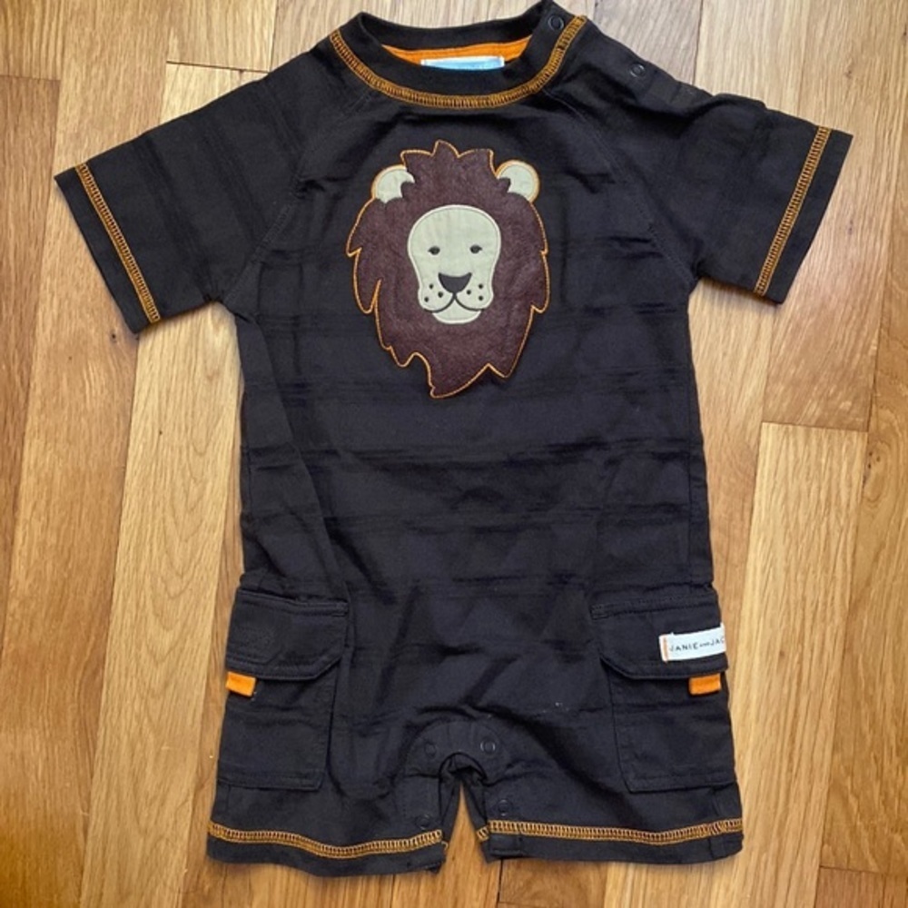Janie and Jack Cotton Safari Lion Onesie Shorts 6-12M